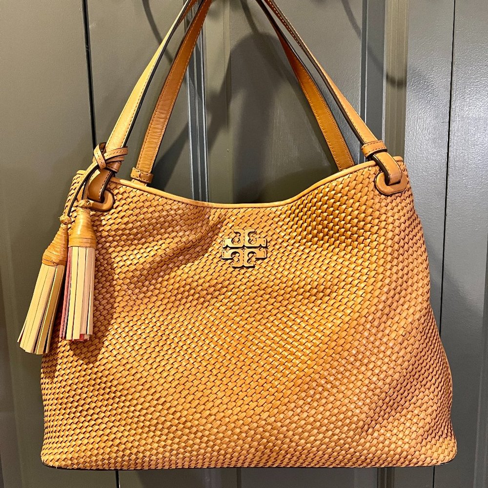 Tory Burch Thea Woven Center Zip Tote